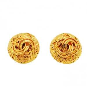 CHANEL Gold Logo Earrings